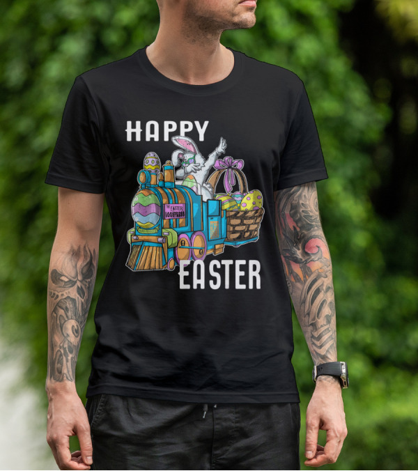 HAPPY EASTER Eggspress Bunny Train With Basket And Dabbing Rabbit T-Shirt