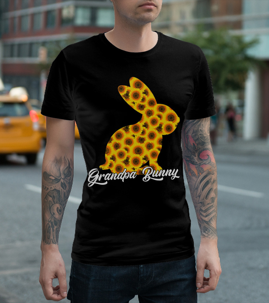 Grandpa Bunny Sunflower Floral T-Shirt