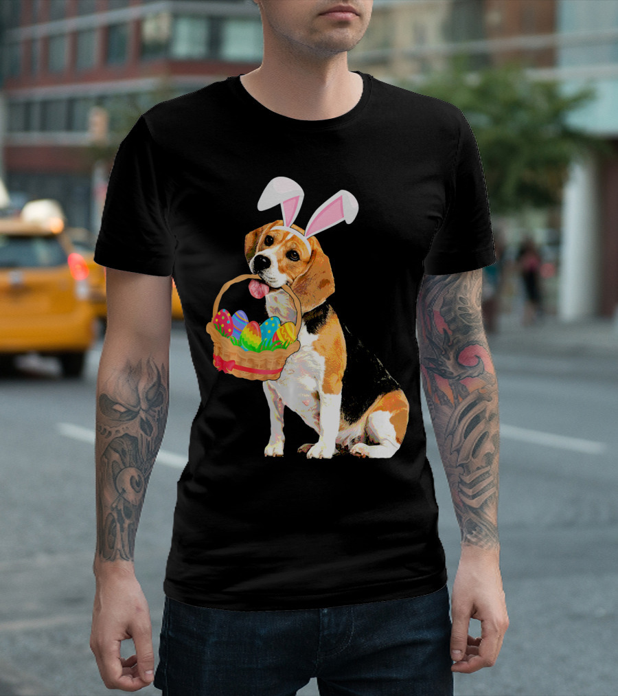 Beagle Bunny Easter Egg Basket Fun T-Shirt