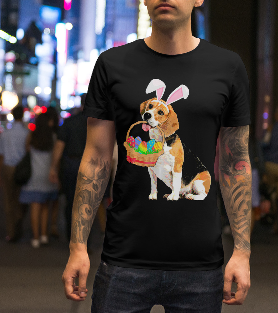 Beagle Bunny Easter Egg Basket Fun T-Shirt