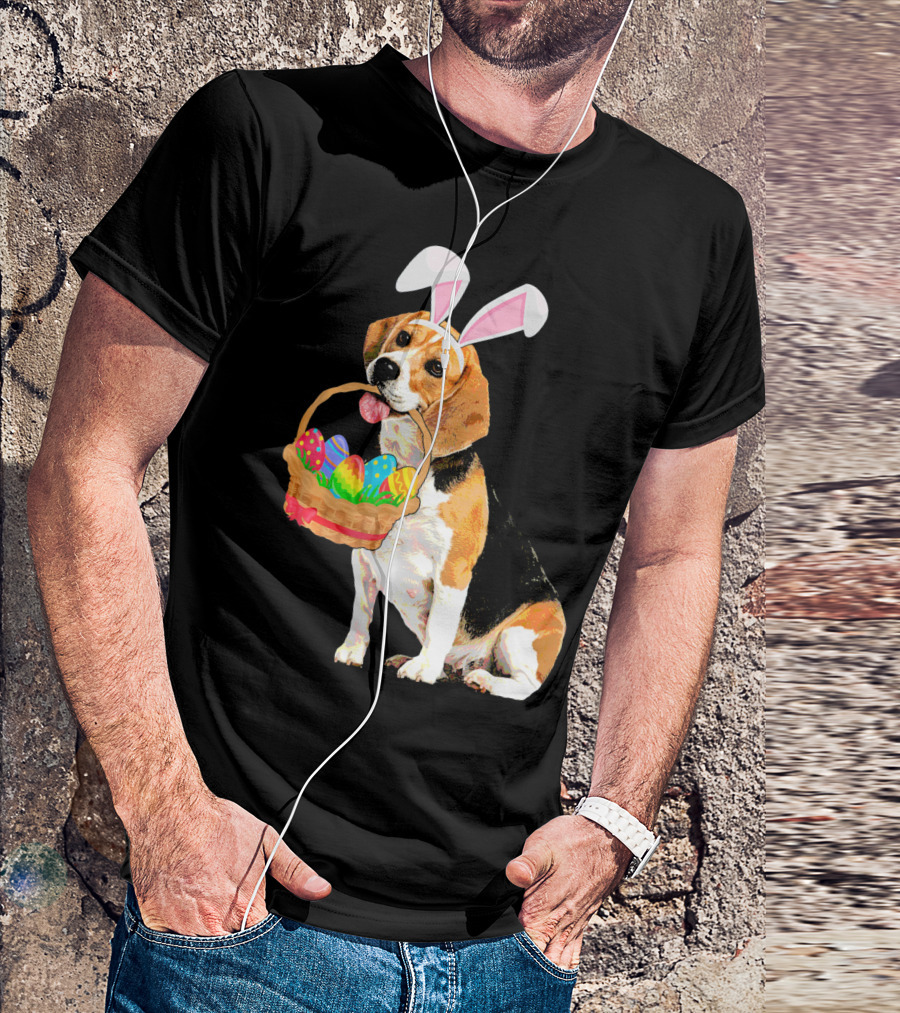Beagle Bunny Easter Egg Basket Fun T-Shirt
