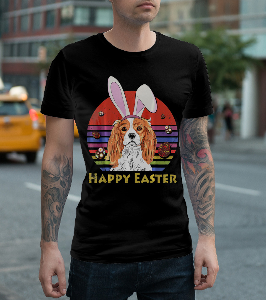 Happy Easter Cavalier King Charles Dog Bunny Headband T-Shirt