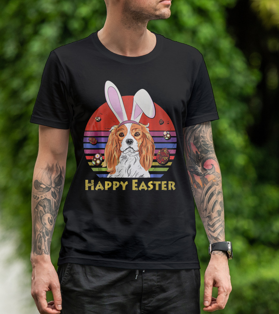 Happy Easter Cavalier King Charles Dog Bunny Headband T-Shirt