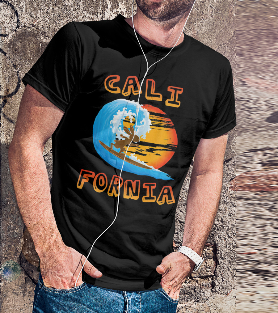 California Surfing Rabbit Easter Wave Sun T-Shirt