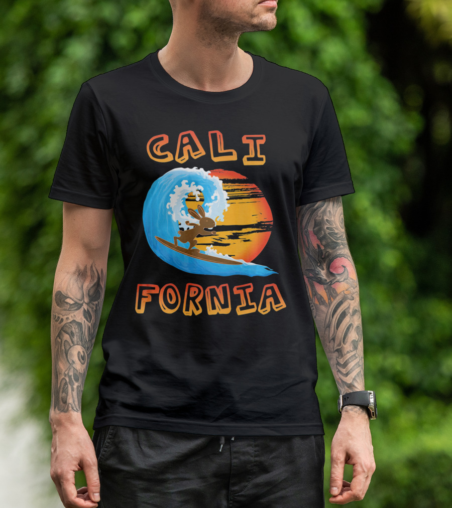 California Surfing Rabbit Easter Wave Sun T-Shirt