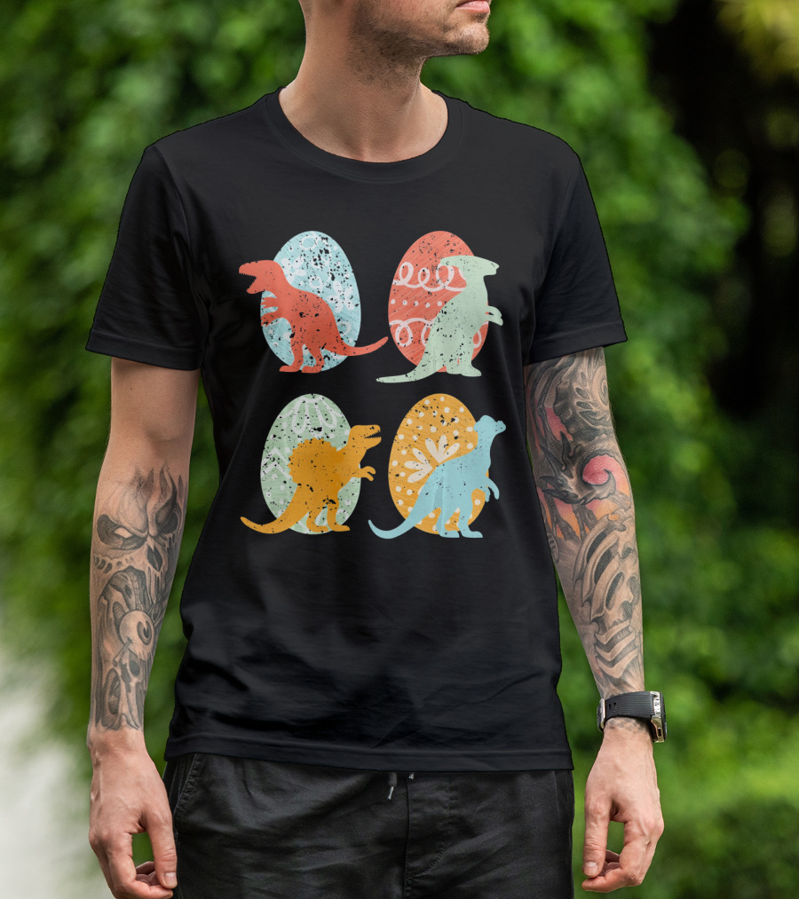 Colorful Easter Dinosaur Eggs With T-Rex Stegosaurus And More T-Shirt