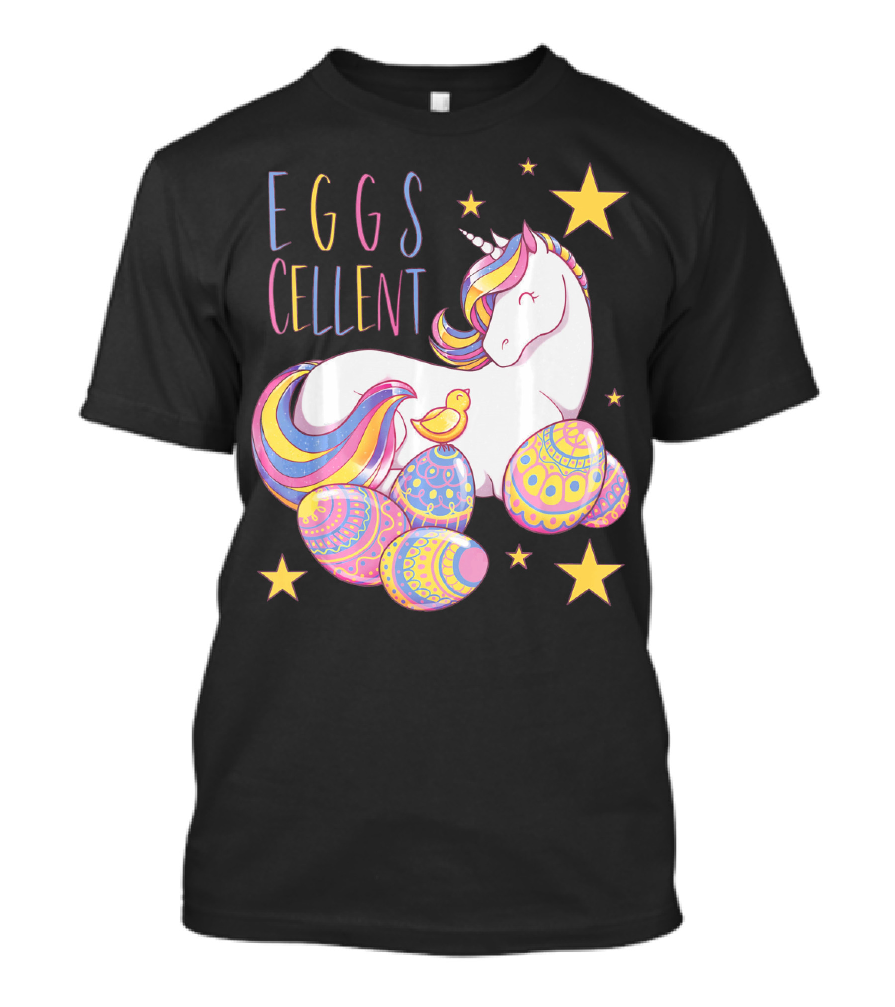 Eggs Cellent Easter Unicorn With Colorful Eggs And Stars T-Shirt