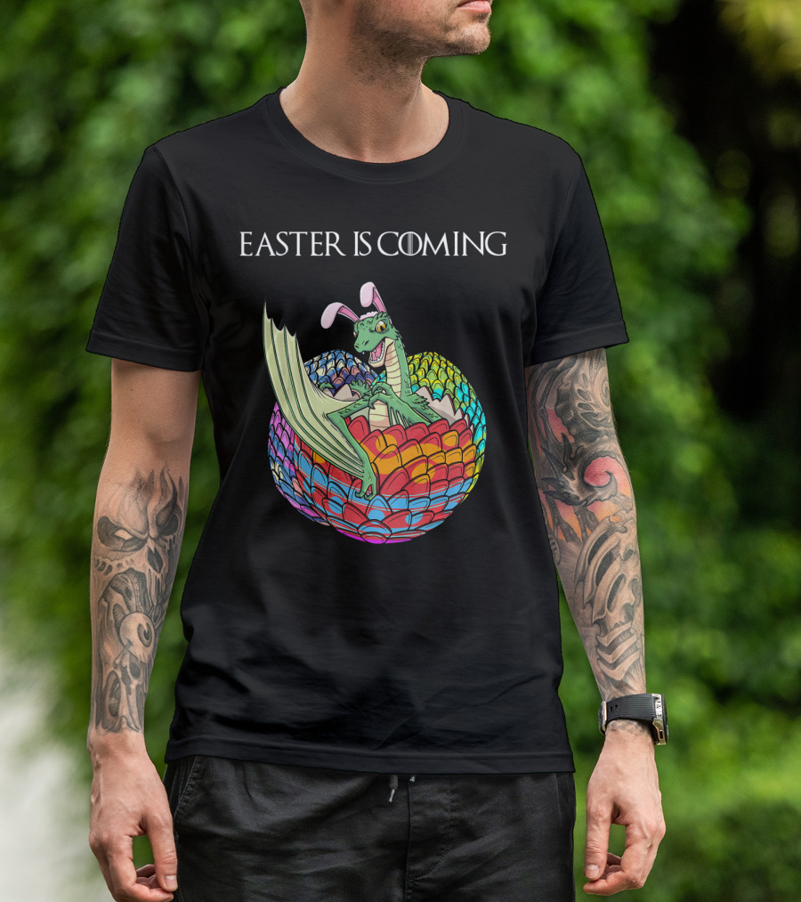 Easter Is Coming Dragon In Colorful Egg T-Shirt