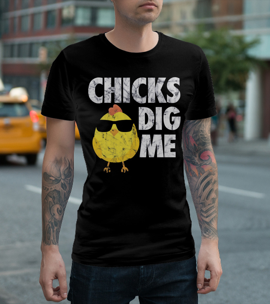 Kids Cute Easter Chicks Dig Me Sunglasses Chicken T-Shirt