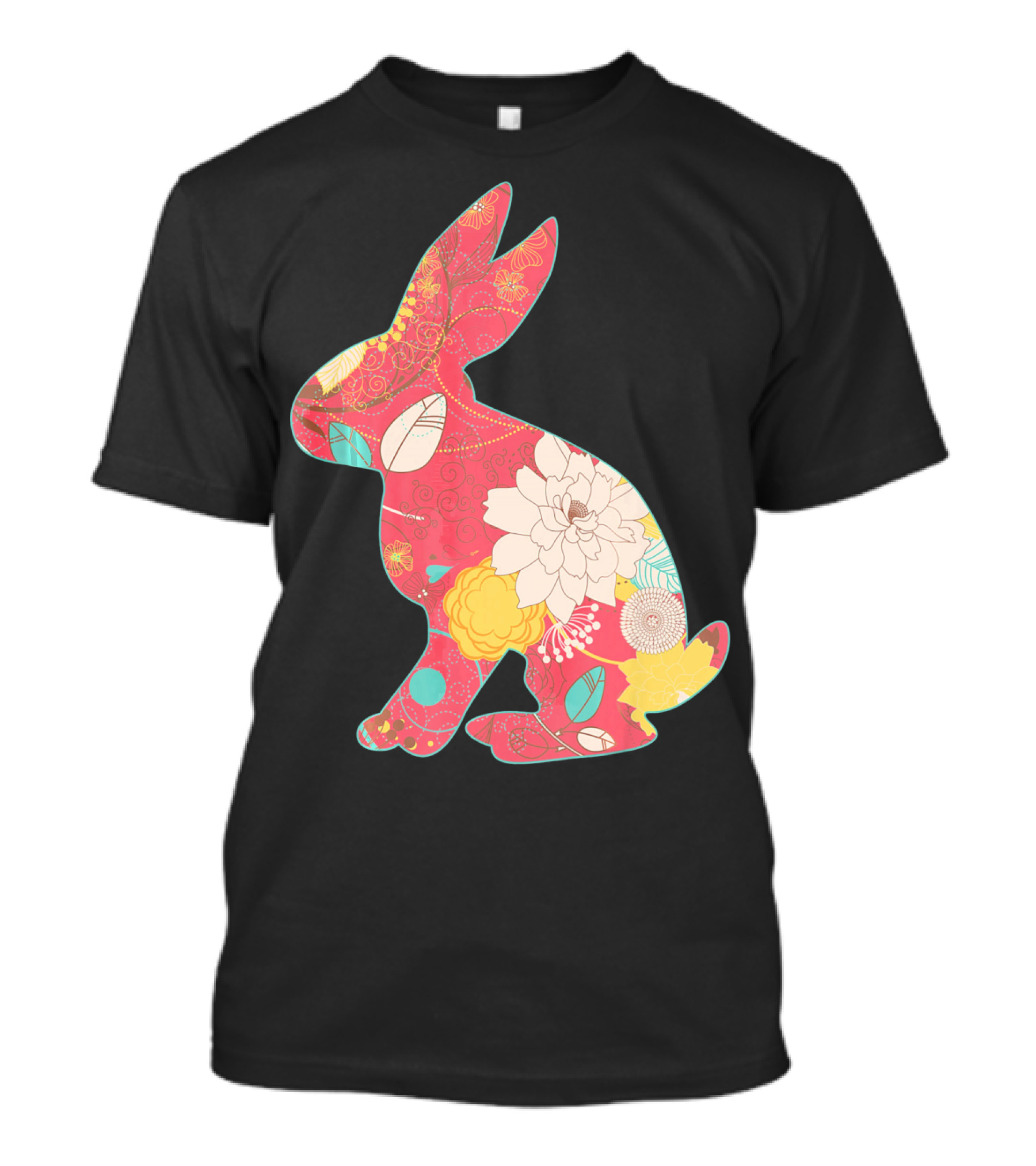 Retro Easter Bunny Vintage Floral T-Shirt