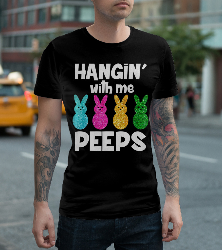 Hanging With My Peeps Glittery Colorful Bunnies T-Shirt