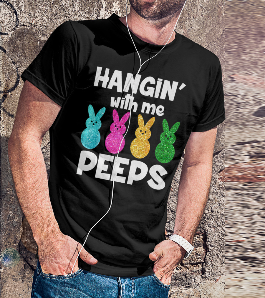 Hanging With My Peeps Glittery Colorful Bunnies T-Shirt