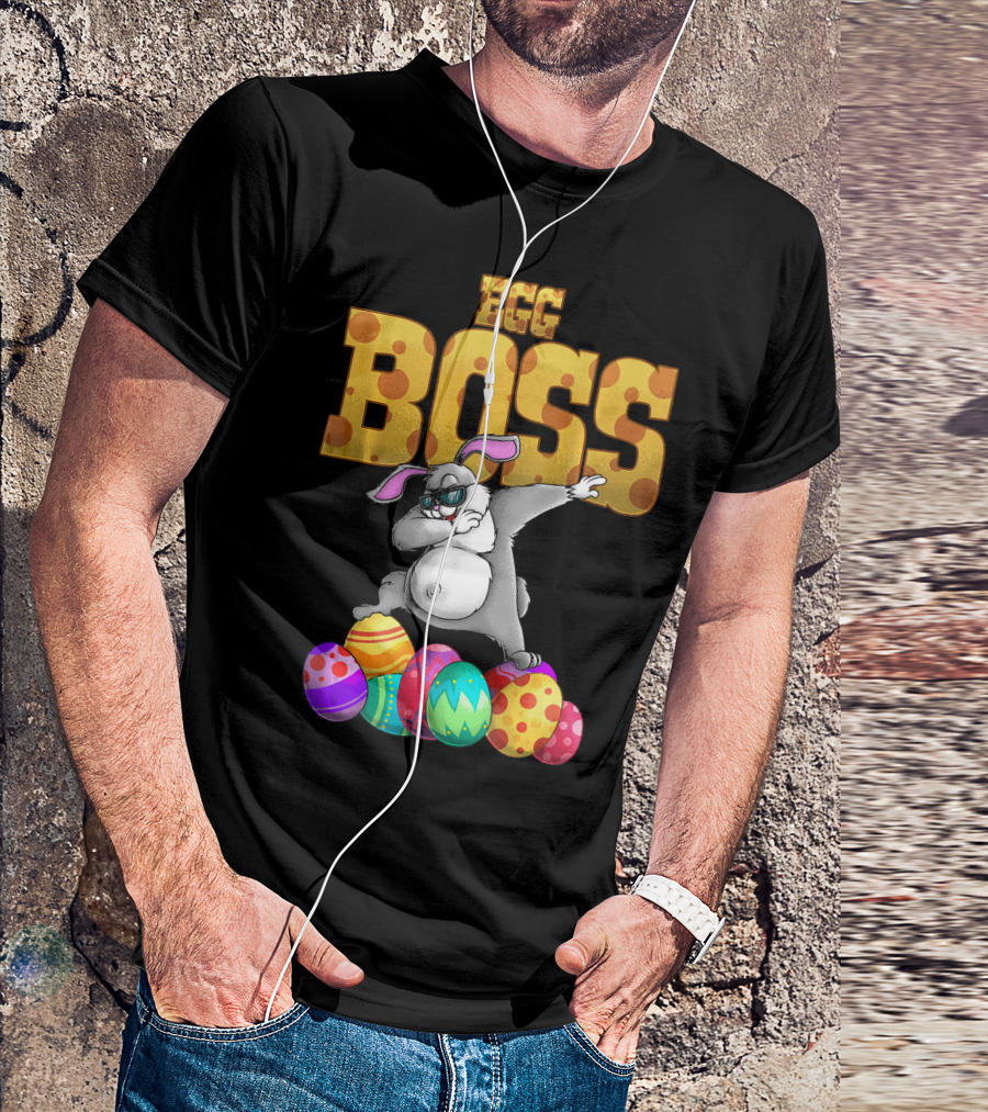Egg Boss Cute Dabbing Easter Bunny With Colorful Eggs T-Shirt