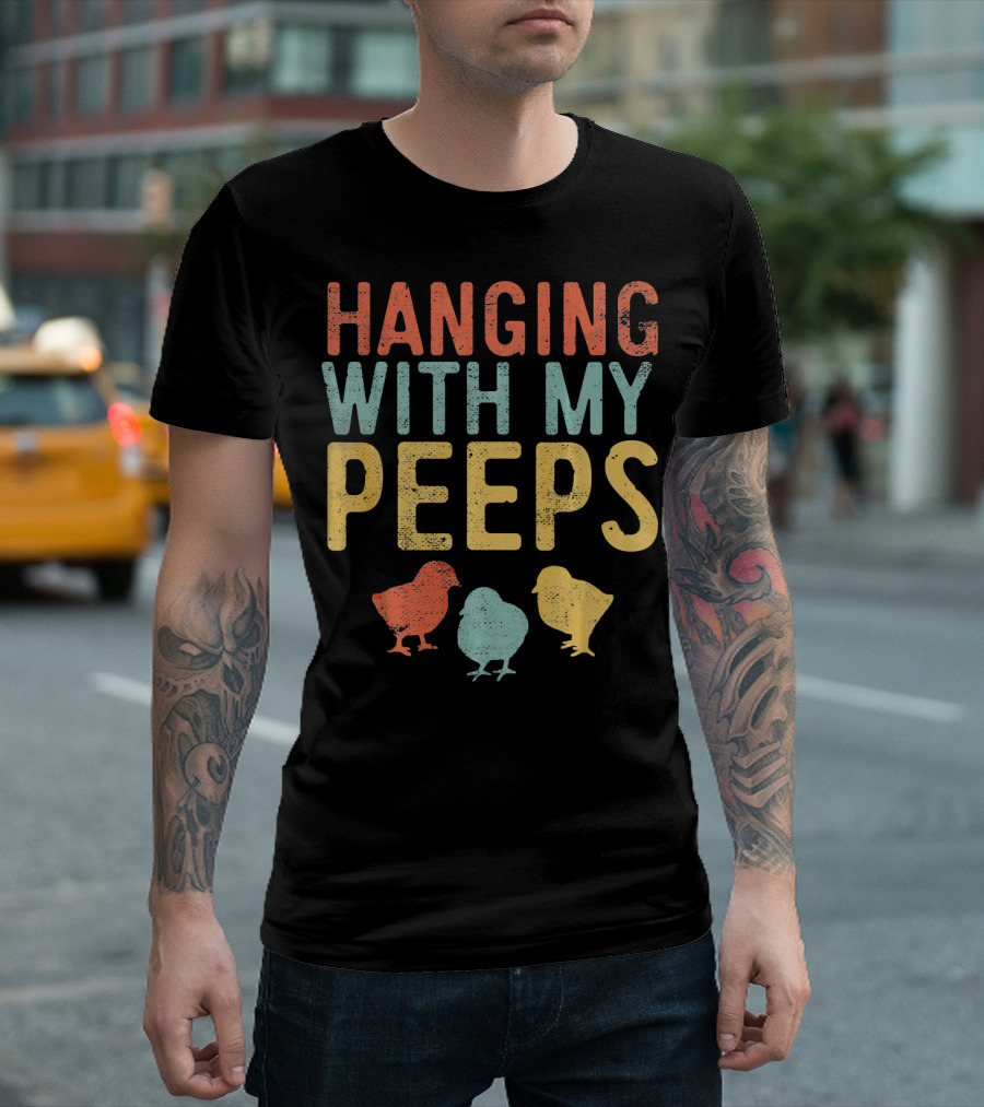 Hanging With My Peeps Easter Chicks Retro T-Shirt
