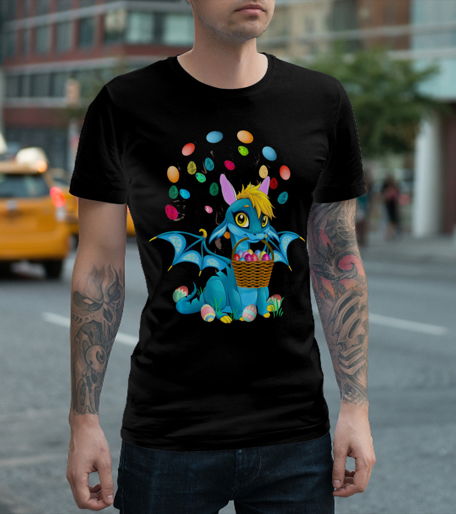 Dragon Bunny with Colorful Easter Egg Basket T-Shirt