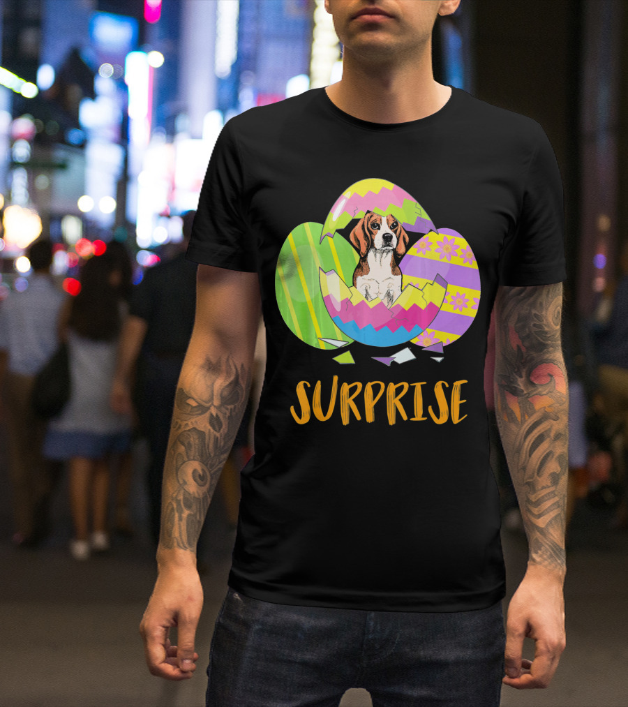 Surprise Beagle Bunny Funny Easter T-Shirt