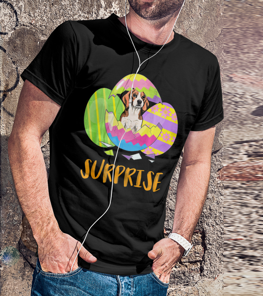 Surprise Beagle Bunny Funny Easter T-Shirt