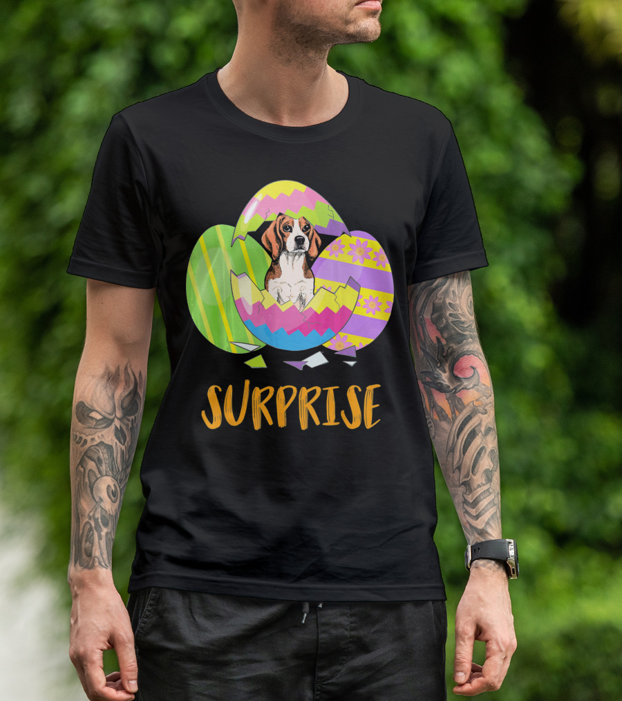Surprise Beagle Bunny Funny Easter T-Shirt