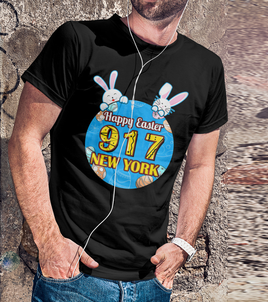 Happy Easter 917 New York With Bunnies And Eggs T-Shirt