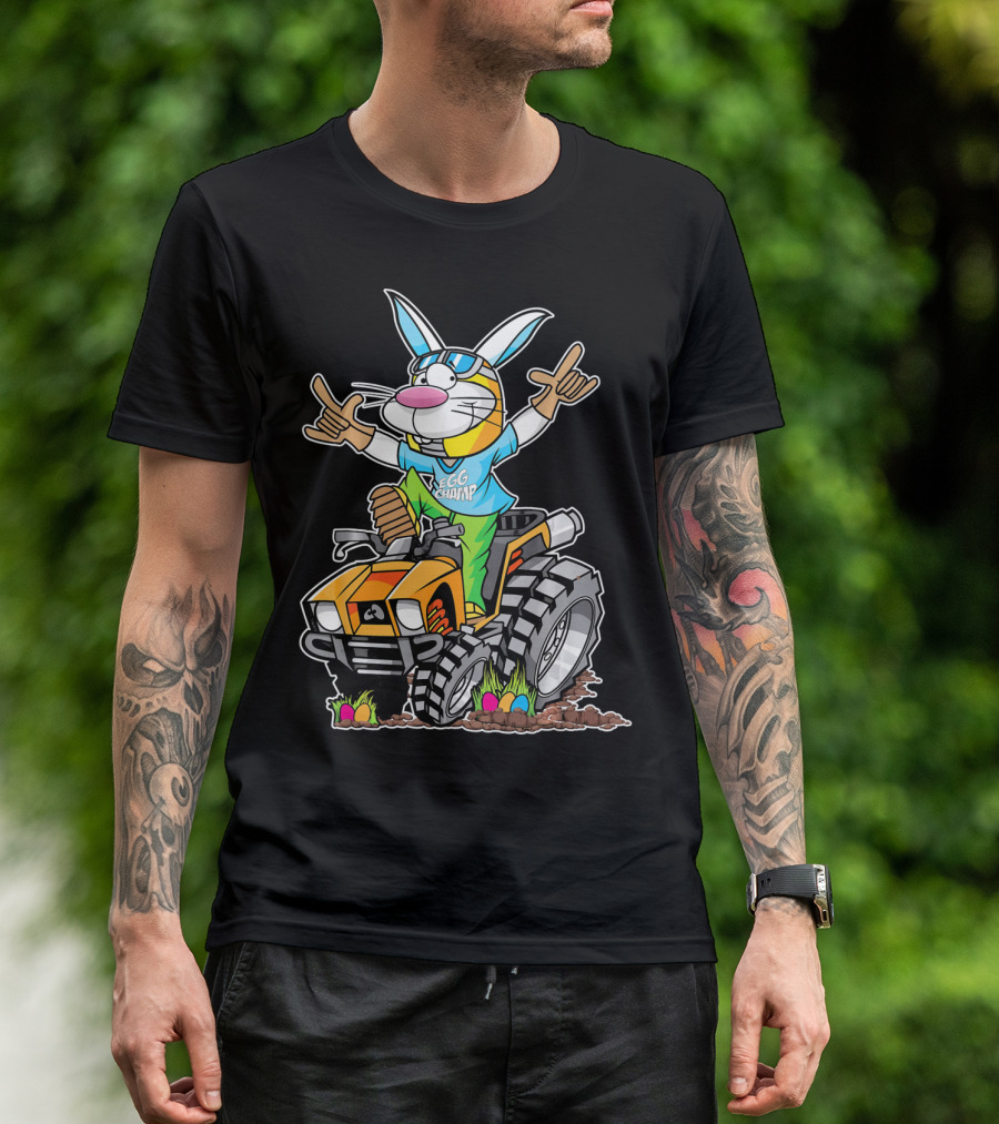 Easter Bunny Egg Champ Riding ATV With Easter Eggs And Sunglasses T-Shirt