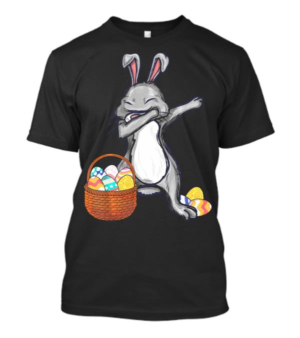 Dabbing Easter Bunny With Colorful Egg Basket T-Shirt
