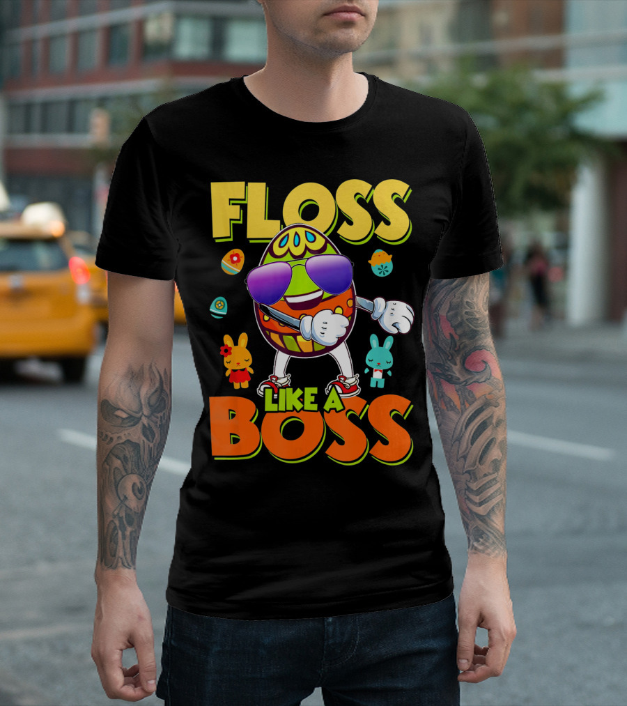 Floss Like a Boss Easter Egg with Kids and Bunnies T-Shirt
