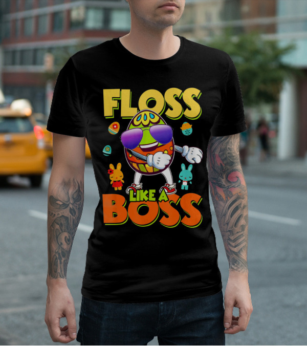 Floss Like A Boss Easter Egg With Kids And Bunnies T-Shirt