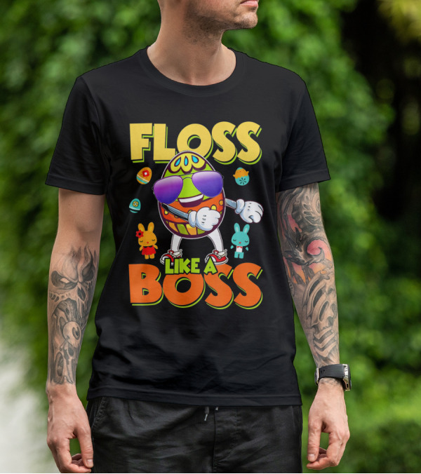 Floss Like A Boss Easter Egg With Kids And Bunnies T-Shirt