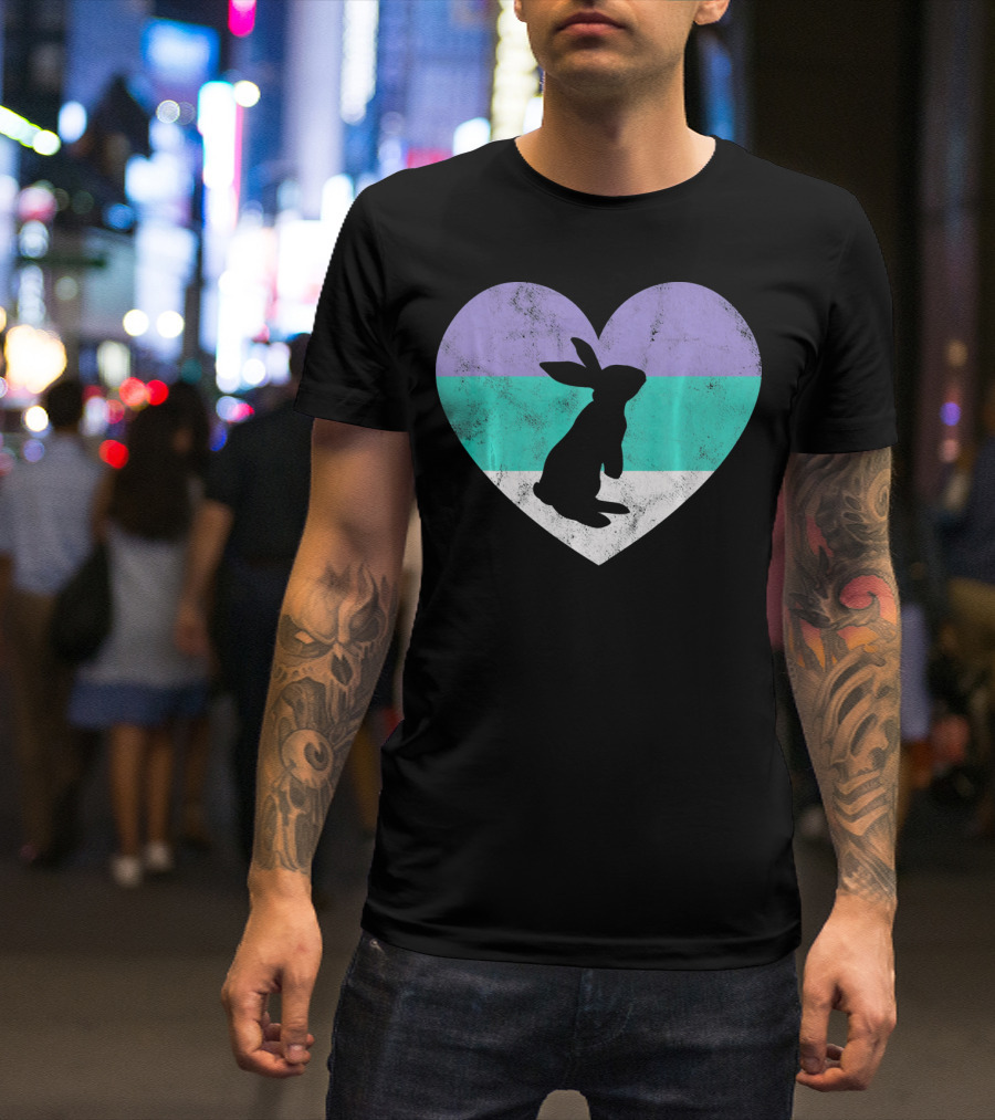 Rabbit Heart With Pride Flag Colors T-Shirt