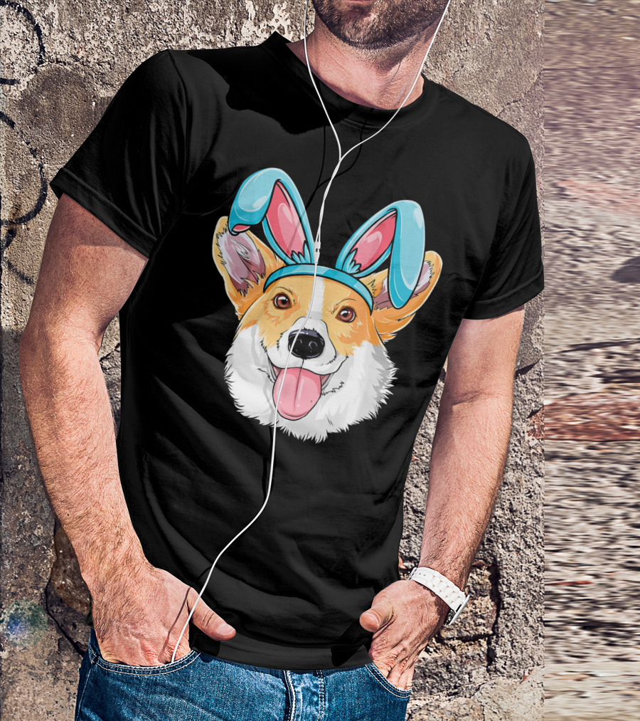 Easter Bunny Ears Corgi Dog T-Shirt