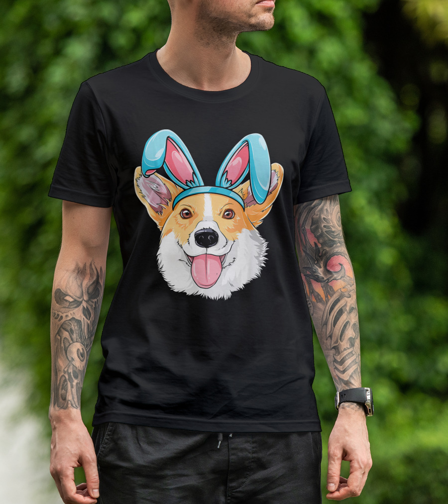 Easter Bunny Ears Corgi Dog T-Shirt