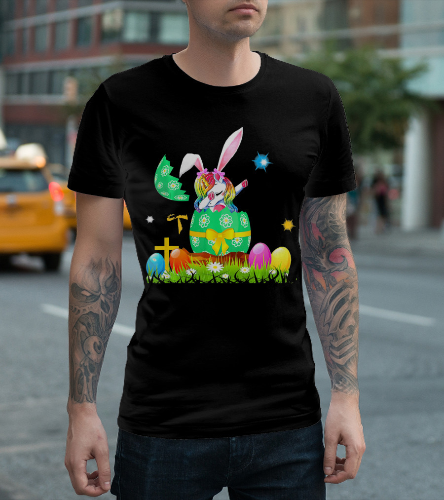 Unicorn Bunny Easter Egg Starry Spring T-Shirt