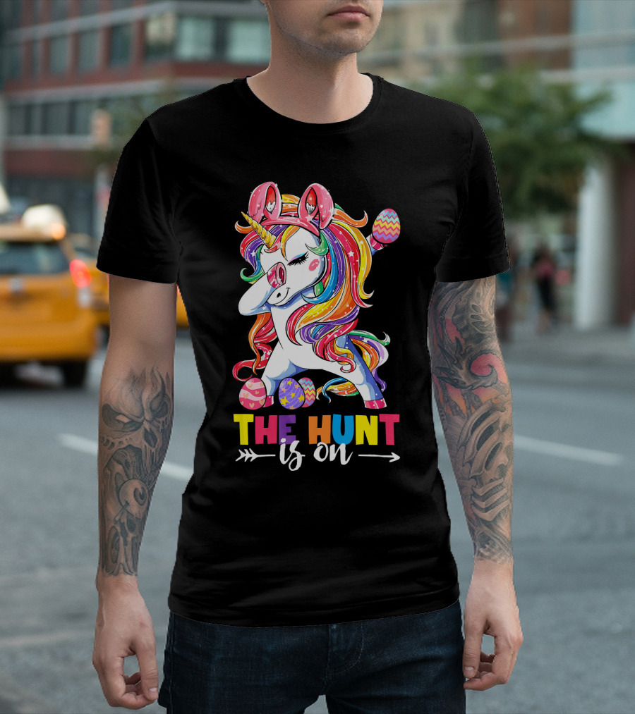 Easter Dabbing Unicorn Bunny The Hunt Is On T-Shirt