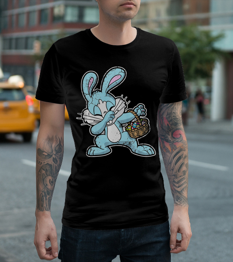 Dabbing Easter Bunny With Basket Of Eggs T-Shirt