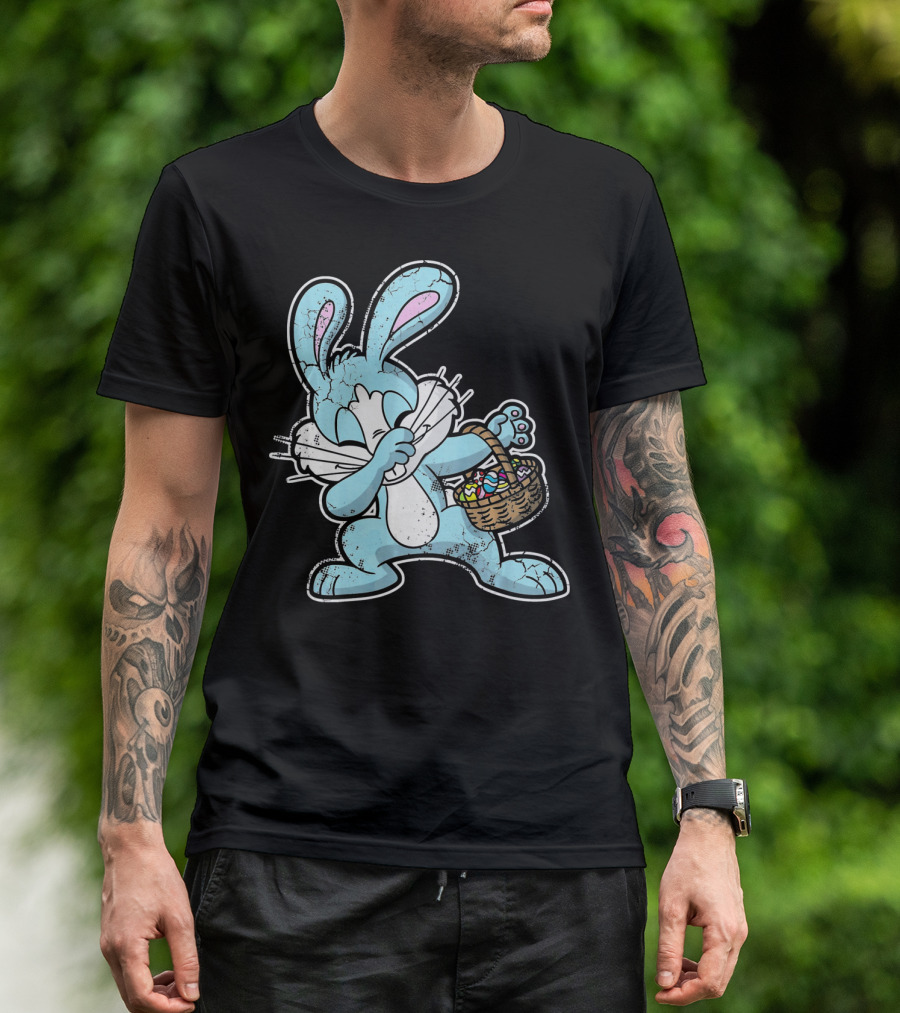 Dabbing Easter Bunny With Basket Of Eggs T-Shirt