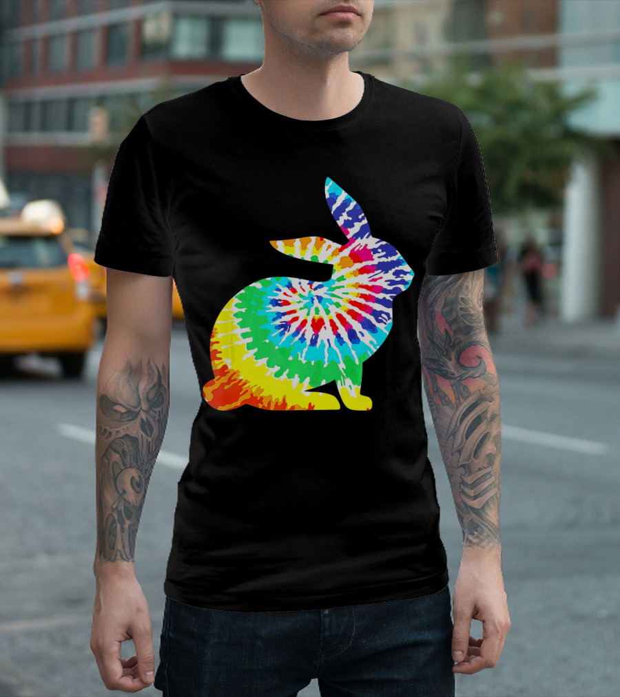 Tie Dye Rabbit Colorful Spiral Tie Dyed T-Shirt