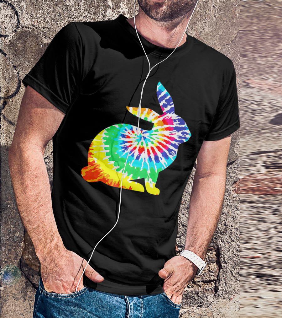 Tie Dye Rabbit Colorful Spiral Tie Dyed T-Shirt