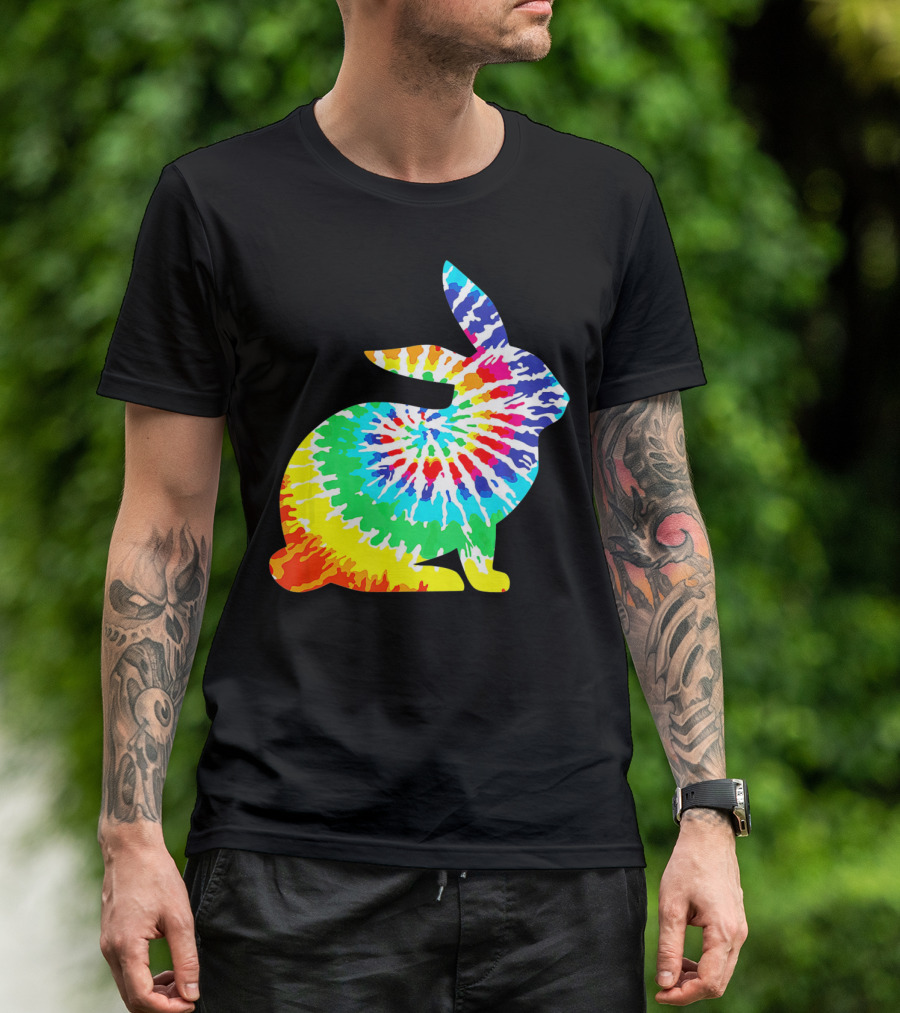 Tie Dye Rabbit Colorful Spiral Tie Dyed T-Shirt
