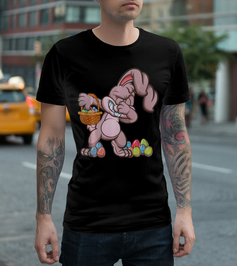 Happy Easter Dabbing Bunny with Basket and Eggs T-Shirt