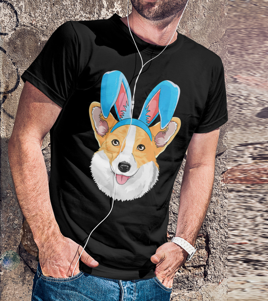 Easter Bunny Corgi Dog With Bunny Ears T-Shirt