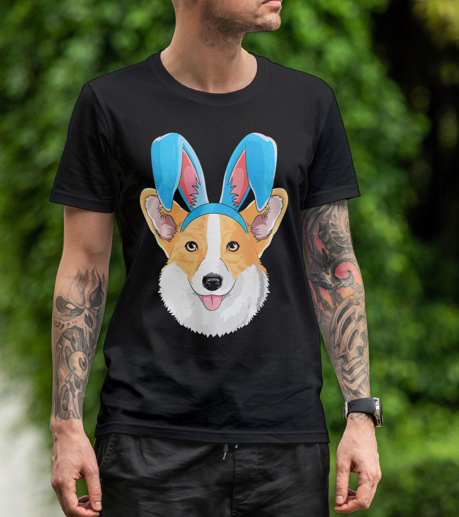 Easter Bunny Corgi Dog With Bunny Ears T-Shirt