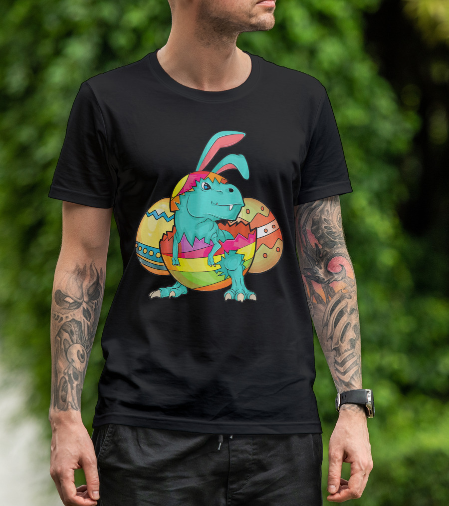 Easter Bunny Dinosaur Cute Rex Lover In Colorful Eggshell T-Shirt
