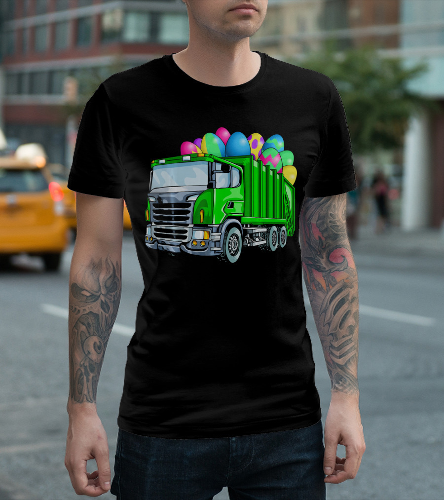 Easter Garbage Truck Men Kids Bo Easter Egg Hauler T-Shirt