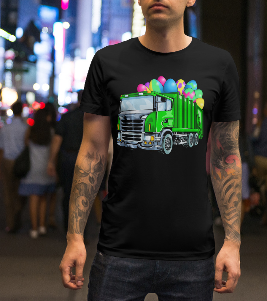 Easter Garbage Truck Men Kids Bo Easter Egg Hauler T-Shirt