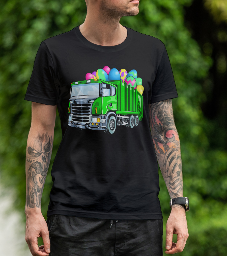 Easter Garbage Truck Men Kids Bo Easter Egg Hauler T-Shirt