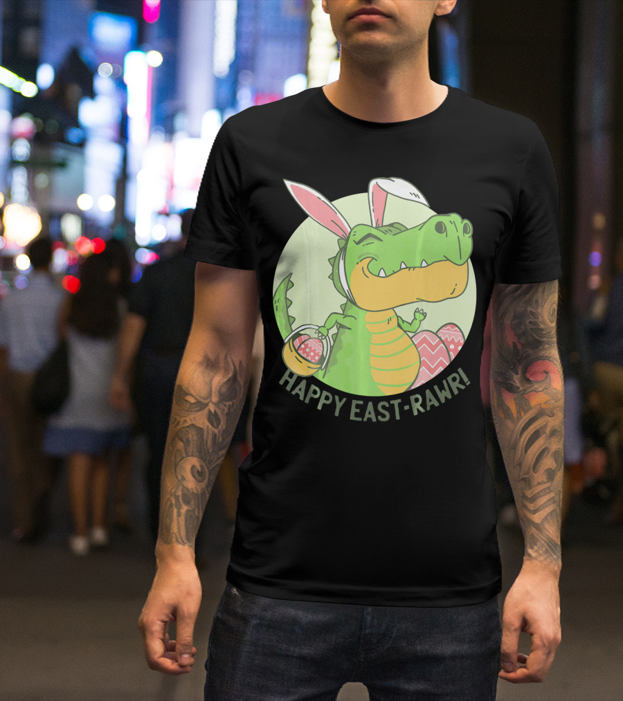 Happy East-RAWR Dinosaur Bunny T-Shirt