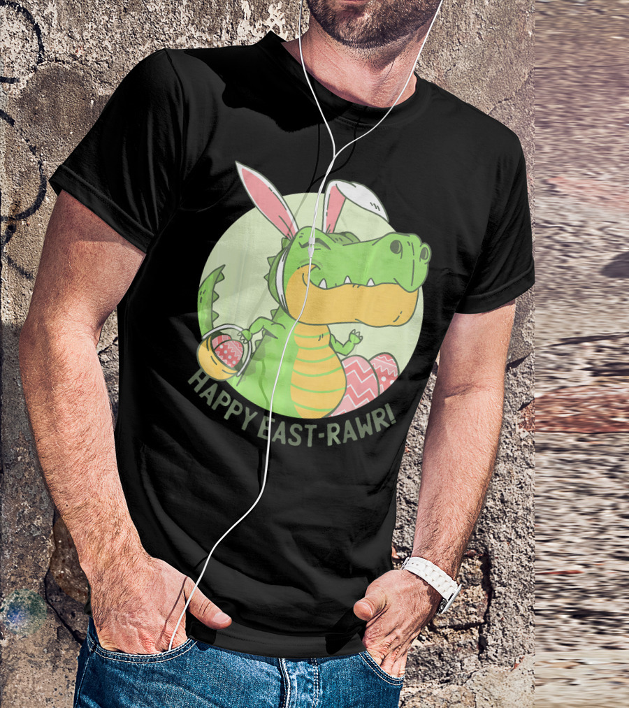 Happy East-RAWR Dinosaur Bunny T-Shirt