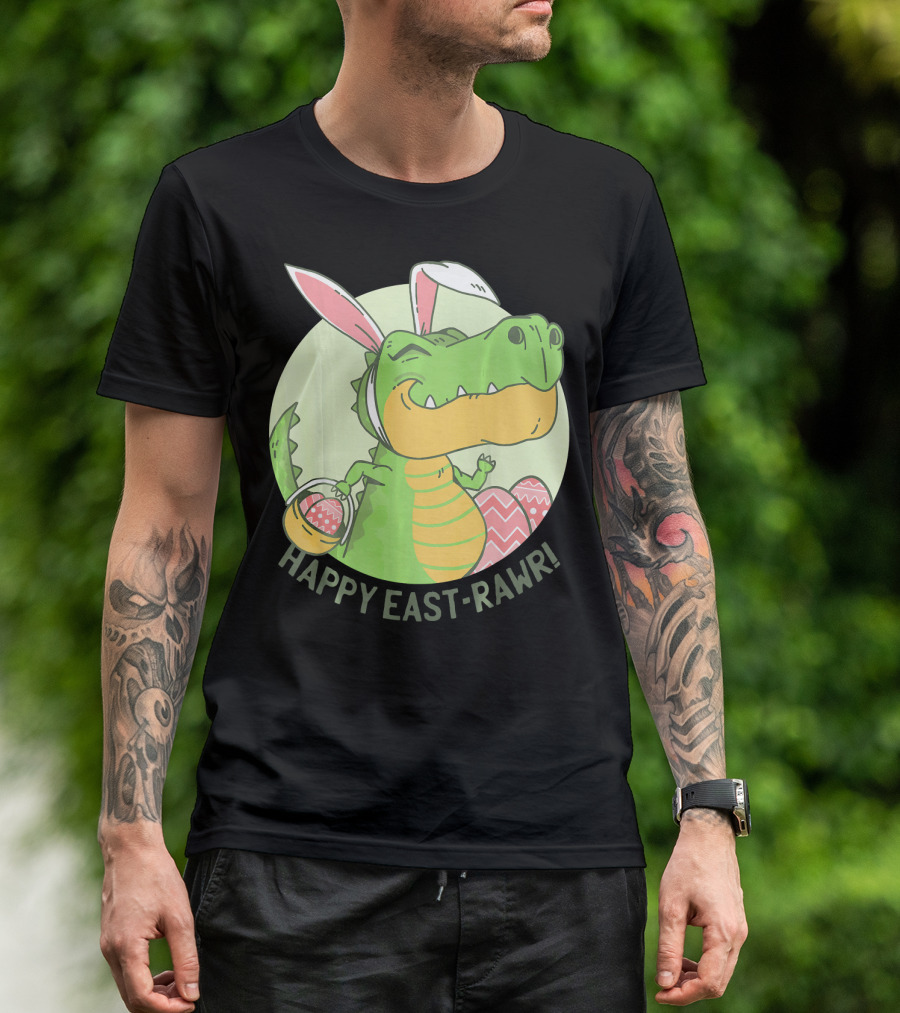 Happy East-RAWR Dinosaur Bunny T-Shirt