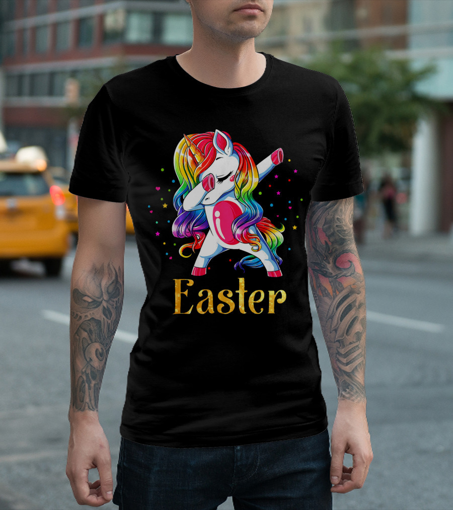Easter Customized Personalized Rainbow Unicorn Dabbing T-Shirt