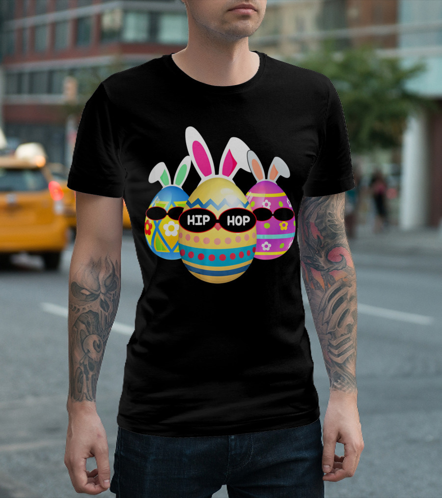 Hip Hop Bunny Eggs with Sunglasses T-Shirt